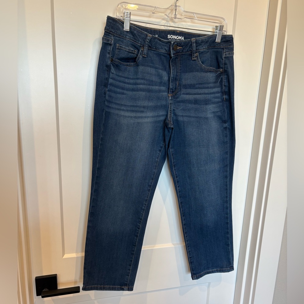 Sonoma Blue Straight Leg Cropped Jeans